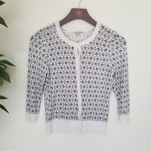 Halogen Geo Black & White Button Down Cardigan
